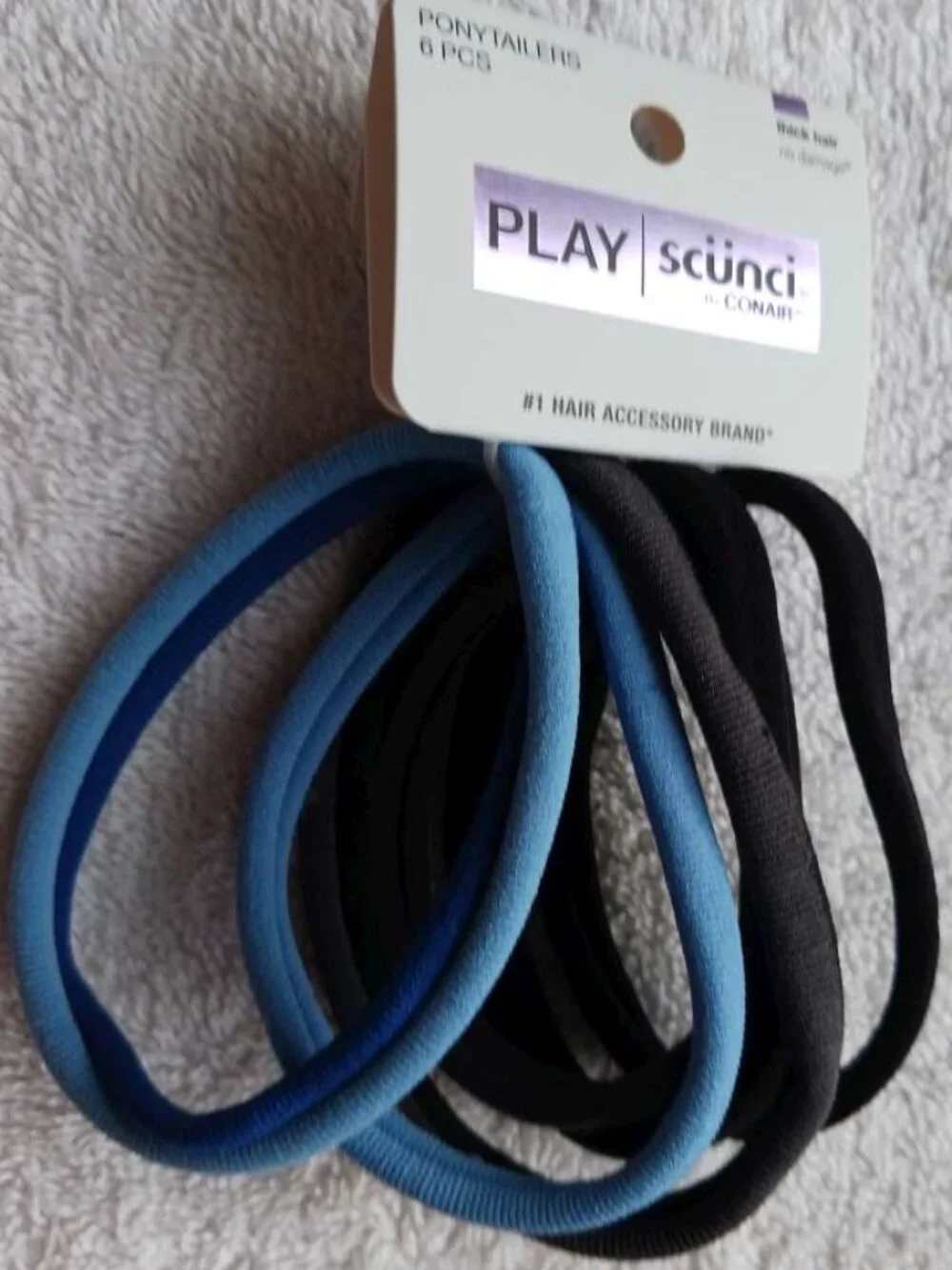 6 Scunci No Damage Large Soft Fabric No Metal Ponytail Elastic Hair Bands Dark